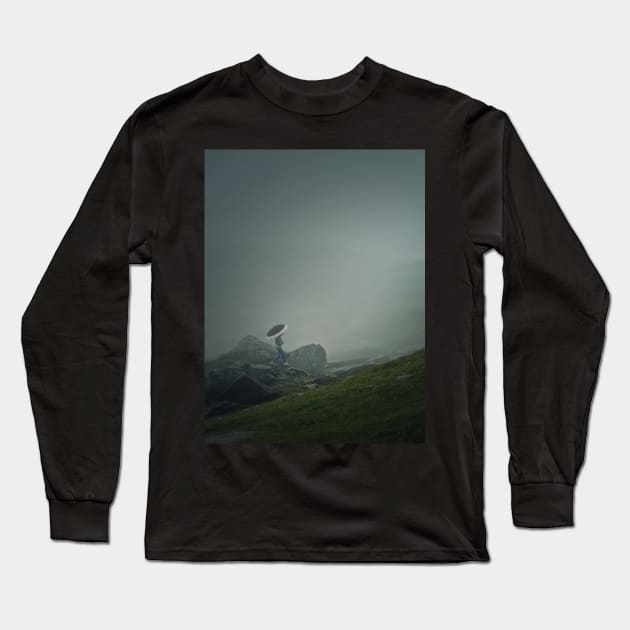 foggy mountains wanderer Long Sleeve T-Shirt by psychoshadow